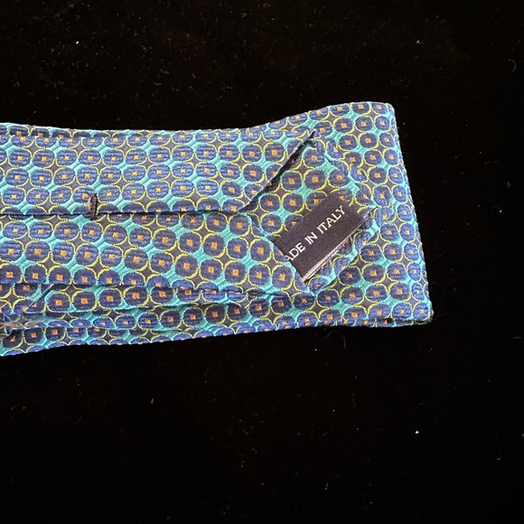 Geoff Nicholson Made in Italy Blue Circle Print Silk Tie